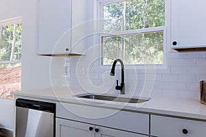 Installation custom modular kitchen cabinets in a new home