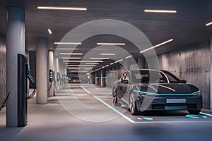 Installation of electric vehicle charging stations in an underground parking facility