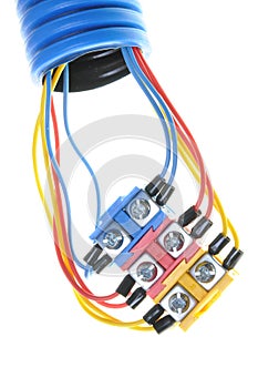 Installation electrical cables with terminal block