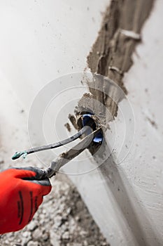 Installation of electrical outlets in a concrete wall