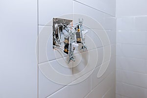 Installation of electrical switch sockets in the bathroom