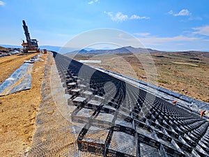 Installation of Geosynthetics to cover fills in old mines photo