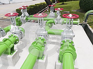 Installation of green water pipe system in the water system in the factory