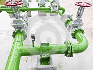 Installation of green water pipe system in the water system in the factory