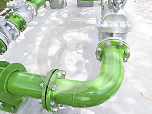 Installation of green water pipe system in the water system in the factory