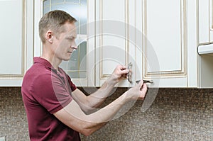 Installation of kitchen furniture.