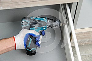 Installation of kitchen.