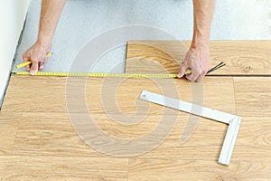 Installation of a laminate floorboard.