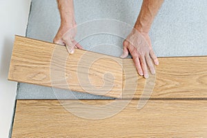 Installation of a laminate floorboard.