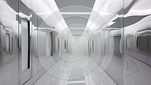 Futuristic White Corridor Design