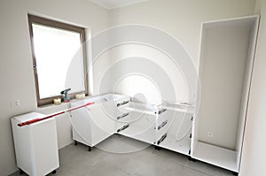 Installation of new white kitchen