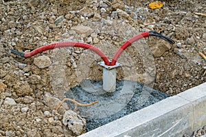 Installation of power cable in flexible PVC pipe