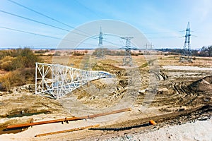 Installation of electrical wire supports, installation of power lines