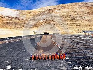 Installation process of geosynthetics in industry and mining