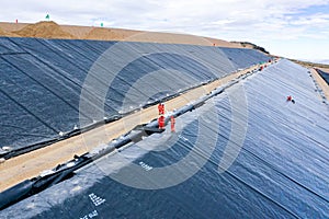 Installation process of geosynthetics in industry and mining