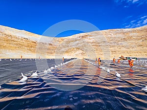 Installation process of geosynthetics in industry and mining