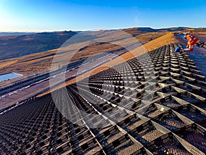 Installation process of geosynthetics in industry and mining