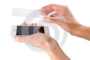 Installation of protective glass on the smartphone