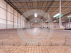 Installation of a rebar for the floor construction of a new warehouse