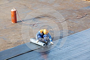 Installation of waterproofing flat roof repair photo
