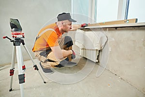 Installation windowsill from quartz agglomerate artificial stone