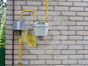 Installed Gas Meter with Pipes, system