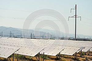 Installed Photovoltaic solar panels - modules at solar power