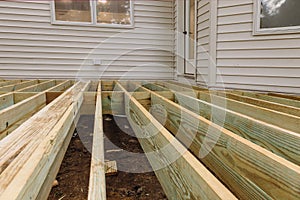 Installing deck boards with above ground deck, patio construction