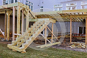 Installing deck boards with above ground deck, patio construction