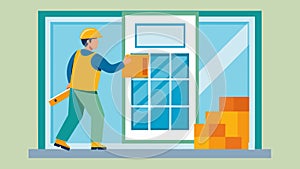 Installing energyefficient windows and insulation for improved energy conservation.. Vector illustration. photo