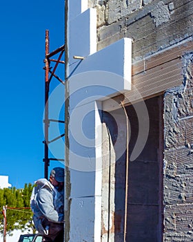 Installing external insulation Facade therm