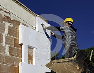 Installing external insulation Facade therm