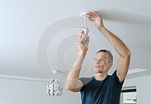 Installing a lamp at home.