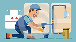 Installing lowflow plumbing fixtures to reduce water usage and wastewater production.. Vector illustration.