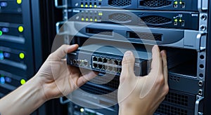 installing network switch in server rack cabinet