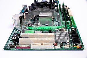 Installing a new RAM DDR memory for a personal computer processor socket in a service. Upgrade repair. PC upgrade or repair