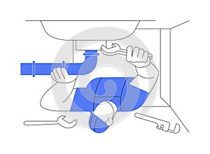 Installing plumbing fixtures abstract concept vector illustration.