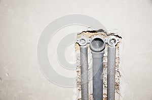 Installing plumbing.