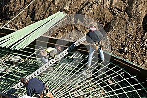 Installing Rebar in Foundation photo