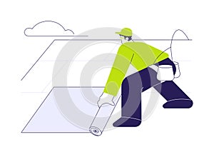 Installing roof underlayment abstract concept vector illustration. photo