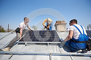 Installing solar photovoltaic panel system on roof of house