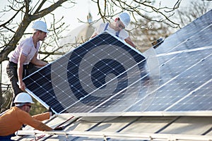 Installing solar photovoltaic panel system on roof of house