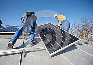 Installing solar photovoltaic panel system on roof of house