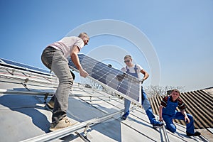 Installing solar photovoltaic panel system on roof of house