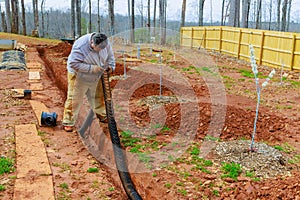 Installing underground drainage system for outflow of rainwater stormwater