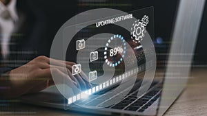 Installing update process. Software updates or operating system upgrades to keep your device up to date with enhanced