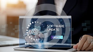 Installing update process. Software updates or operating system upgrades to keep your device up to date with enhanced