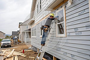 Installing vinyl siding on a new house