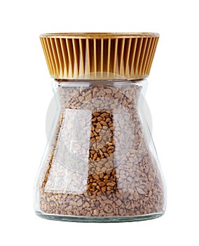 Instant coffee in glass jar isolated