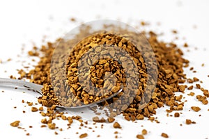 Instant coffee granules close up